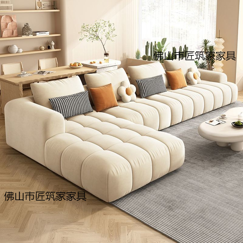 New High-End Full Set of Accessible Luxury Sofa, Widened Version of Puff Sofa, Internet Celebrity Cream Style Imperial Concubine L-Shaped Sofa for Living Room