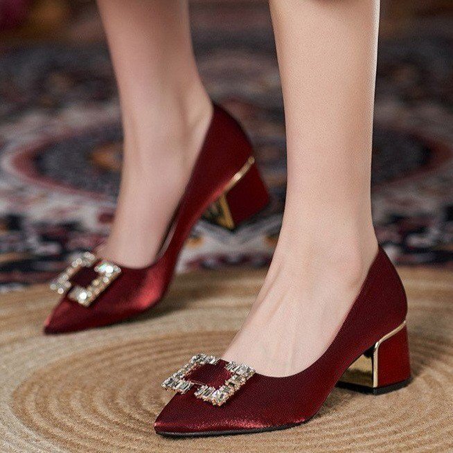 Cheongsam Wedding Shoes Women's High-end Red High-heeled Shoes for Middle-aged and Old People Cheongsam Wedding Shoes Women's High-end Red High-heeled Shoes for Middle-aged and Old People