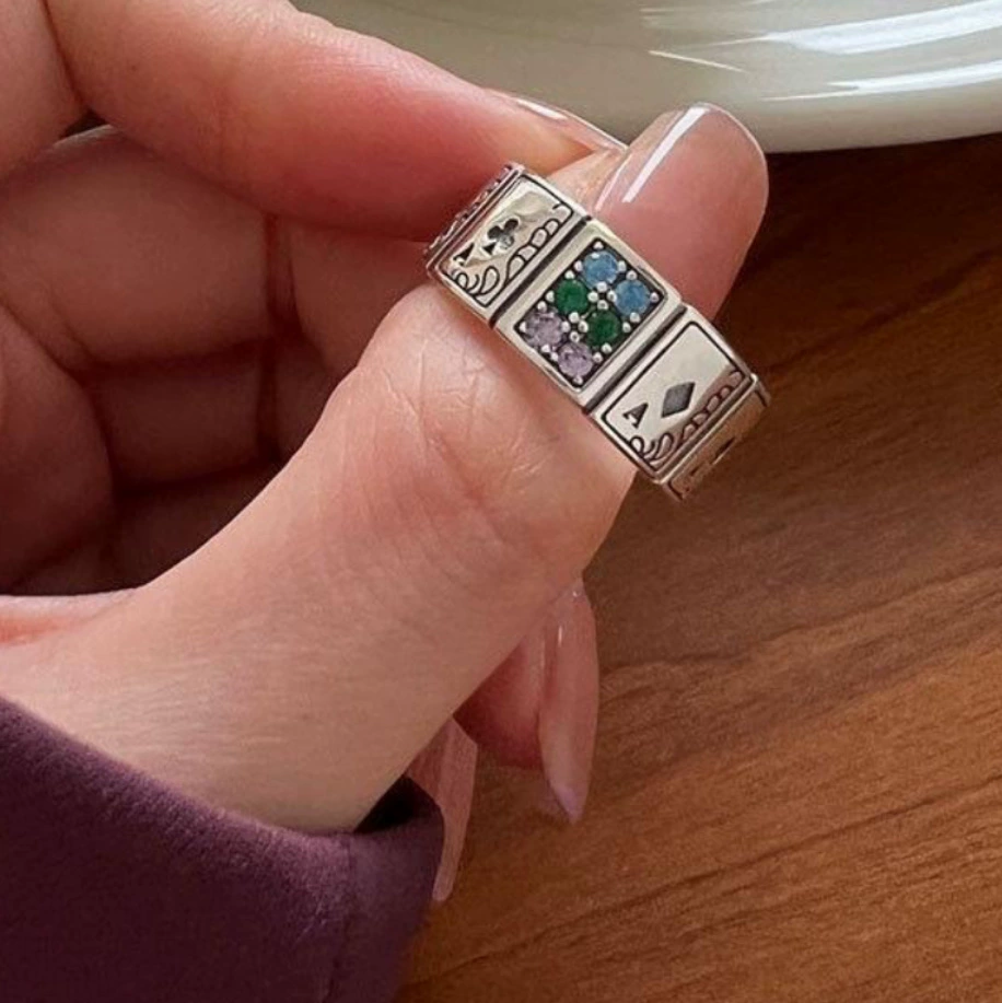 Модное ретро тренд бренд драгоценное кольцо с gemstone, кольцо в стиле легкой роскоши, инкрустирован бриллиантами, на указательном пальце