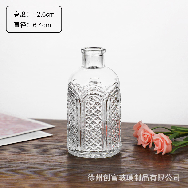 Luz de lujo simple retro mini jarrón de vidrio en vidrio de viento pequeño jarrón de flores flores flores secas flores decoración de oficina