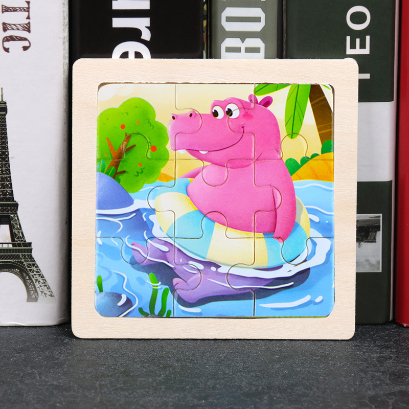 Puzzle pequeño plano de madera de 9 piezas Animal Ocean Traffic Kindergarten Educación temprana Juguetes educativos Puzzle simple de entrada