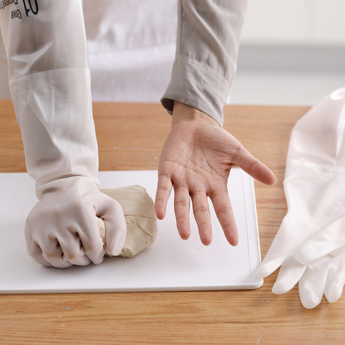 Dishwashing gloves plus velvet kitchen durable household waterproof nitrile laundry laundry thickened housework rubber dishwashing artifact