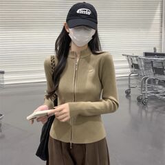 百搭外套开衫立领长袖女2025新款拉链毛衣修身针织上衣春秋打底衫