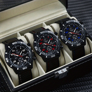 Cross-Border Student Exam Silent and Punctual Quartz Watch Men's Fashion Luminous Three-Eye Non-Automatic Mechanical Business Men's Watch