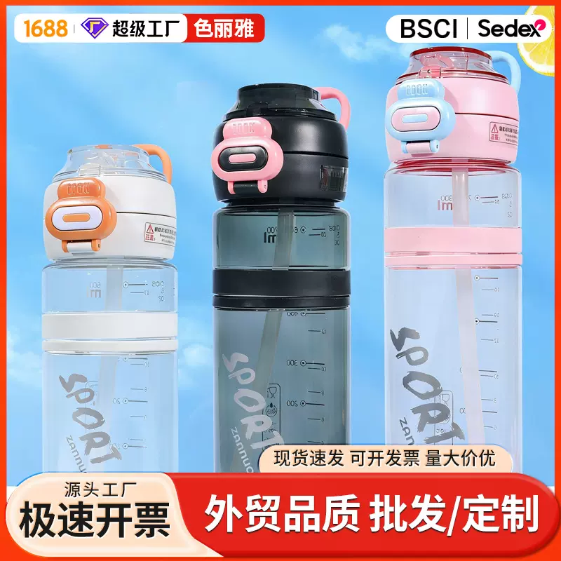 新款创意高颜值吸管杯简约个性大容量双饮杯学生户外便携随手杯