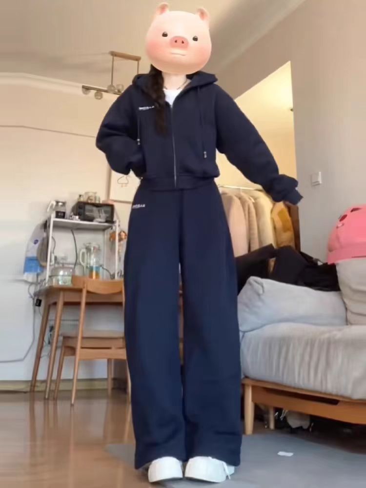 001 College Style Autumn Winter Sportswear For Women 2025 New Loose Slimming Casual Versatile Commuter Two-Piece Set_voghion.com