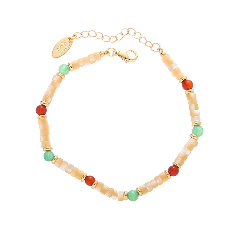 Latón chapado 18K oro real europeo y americano moda viajero luz lujo de alto grado Piedra Natural personalidad estilo nicho pulsera para las mujeres