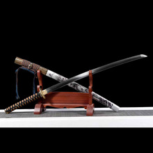 龙泉市刀剑手工一体宝剑1095钢T10烧刃日式指挥打刀Katana未开刃