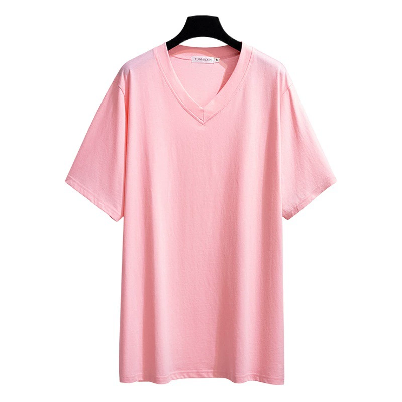 Новая Женская свободная футболка больших размеров с V-образным воротником и длинными короткими рукавами 200/300/350 кг 6366