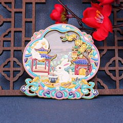 中秋节冰箱贴中国中秋节广寒宫玉兔子月饼创意金属纪念品现货批发