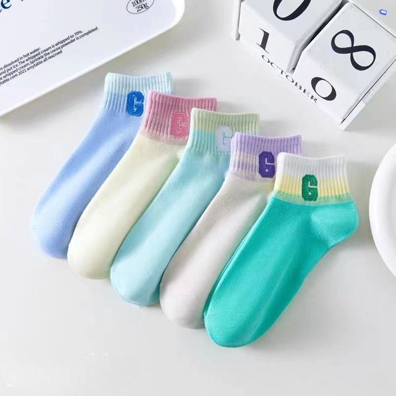 New Couple's Short Socks, Casual Street Fashion Hip-Hop Style Socks for Men and Women, Gradient g Craftsmanship, Personalized Fashion Socks