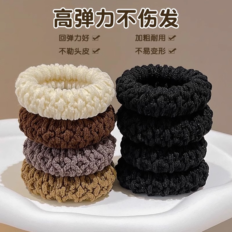 Cauda de cabello de cabello alta 2025 nueva banda de goma de alta gama para mujeres, elástica y duradera, anillo de cabello, cubierta de cuero, toque de cabeza