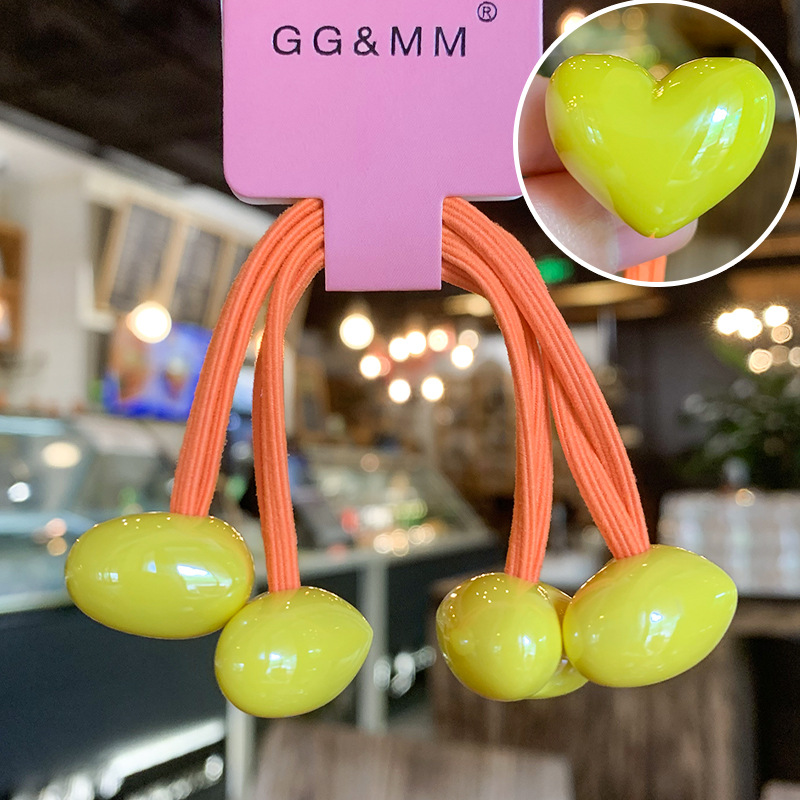 20g Weight Hair Tie Hair Accessories Type 2 Pieces Per Card Quantity Holiday, Daily Occasion Acrylic Material Color Block, Heart Shape Pattern Kid'S Gender Cute, Sweet Style Cute Sweet Kid'S Color Block Heart Shape Arylic Hair Tie 17