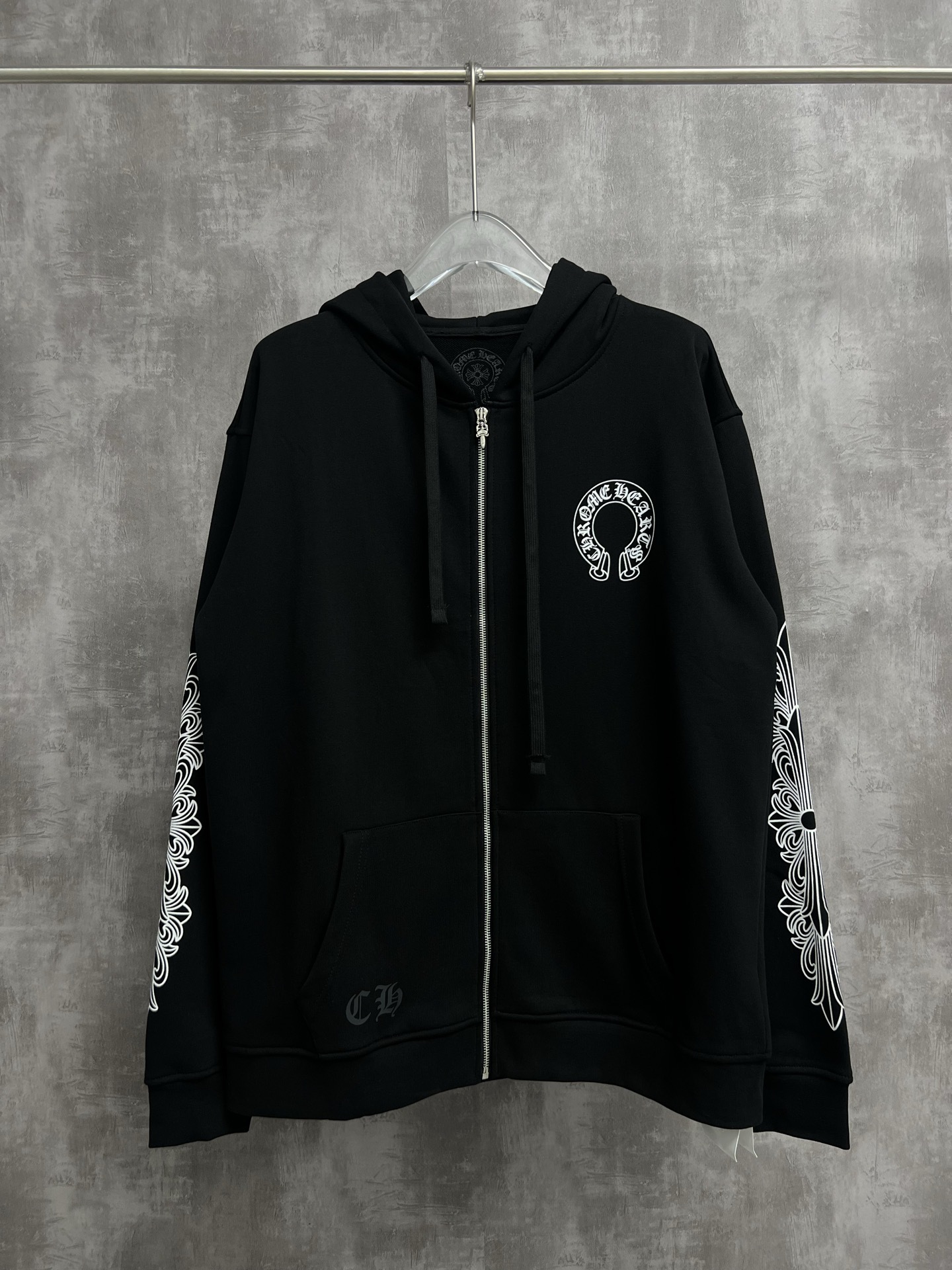 Chrome Hearts Horseshoe Cross Zip-Up Jacket Black