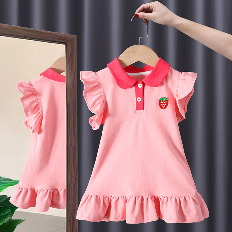 Xianning siete verano nuevo estilo estilo estilo occidental casual manga corta niña polo vestido coreano de dibujos animados niña marea