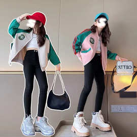 女童春装外套洋气儿童装2023新款韩版棒球服中大童夹克春秋上衣潮