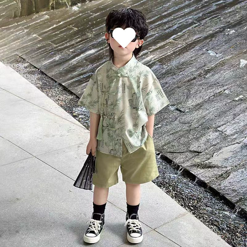 Новые детские костюмы для выступлений в китайском стиле для учащихся начальной школы. Костюмы для выступлений по изучению китайского языка династии Хань. Костюмы для выступлений с короткими рукавами.