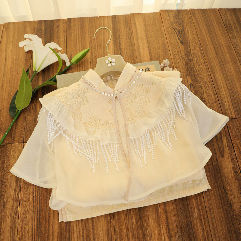 Pretty Fish Girl Cape-Style Lace Cheongsam 2023 Spring New Elegant Everyday Wearable Retro Trend New Chinese Style