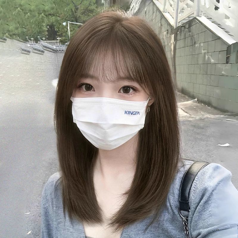Wig Women's Medium and Long Hair Natural Simulation Human Hair Silk Hierarchical Full Head Cover Clavicle Hair Age-reducing Full Top Short Hair Head Cover Wig Women's Medium and Long Hair Natural Simulation Human Hair Silk Hierarchical Full Head Cover Clavicle Hair Age-reducing Full Top Short Hair Head Cover