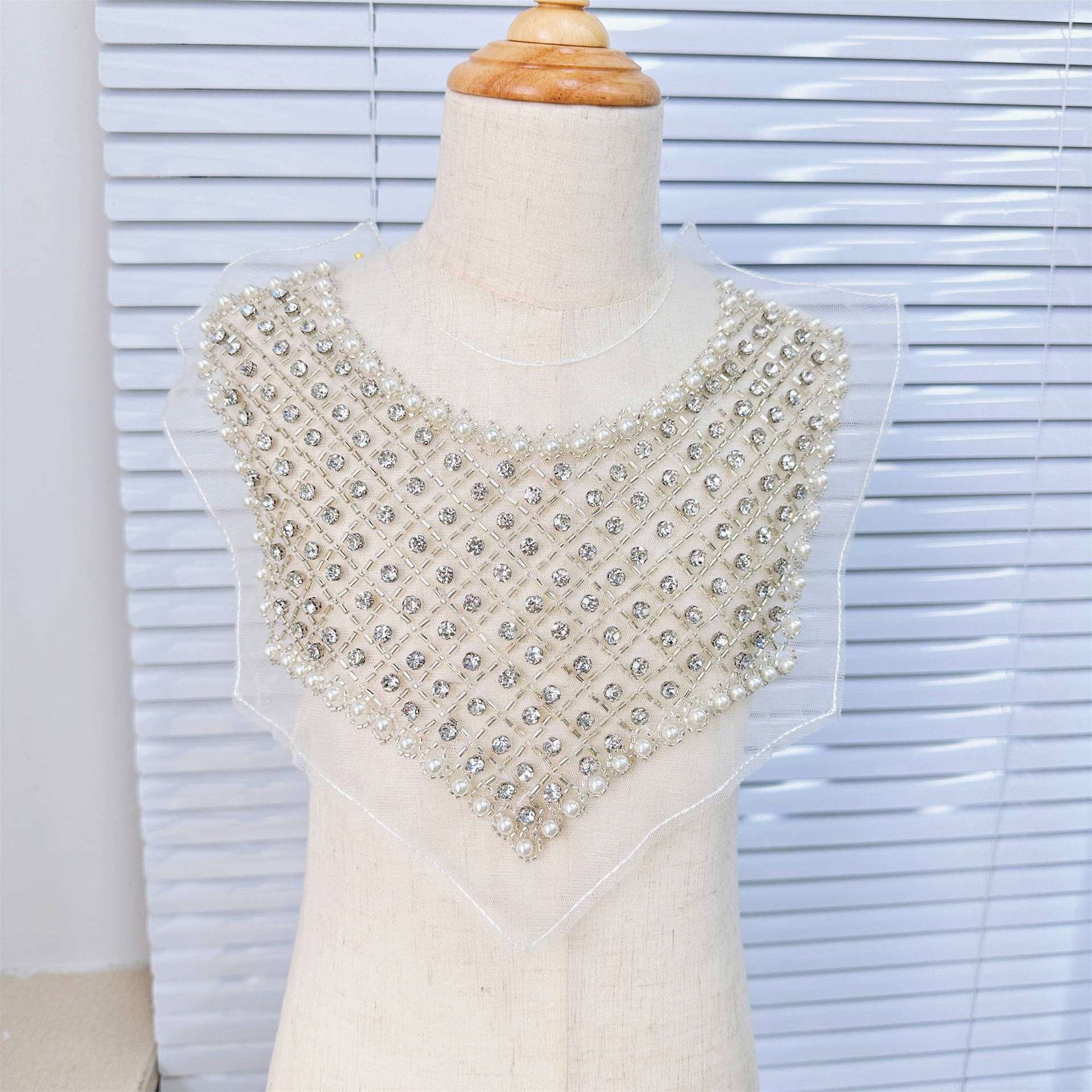 Tubo de encaje de cuentas de diamante cuello bordado accesorios de ropa vestido de boda DIY ropa de decoración de ropa de niños