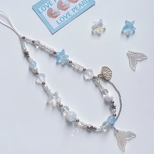 Original Homemade Mermaid Princess Shell Pendant Mobile Phone Hanging Chain Handmade DIY Beaded Ccd Chain Camera Hanging Chain New