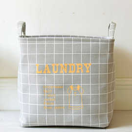 EVA棉麻收纳筐玩具衣服整理箱零食储物篮脏衣篓0860棉麻收纳篮