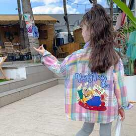 女童格子衬衫秋装2025新款洋气儿童长袖衬衣春秋款外套小女孩上衣