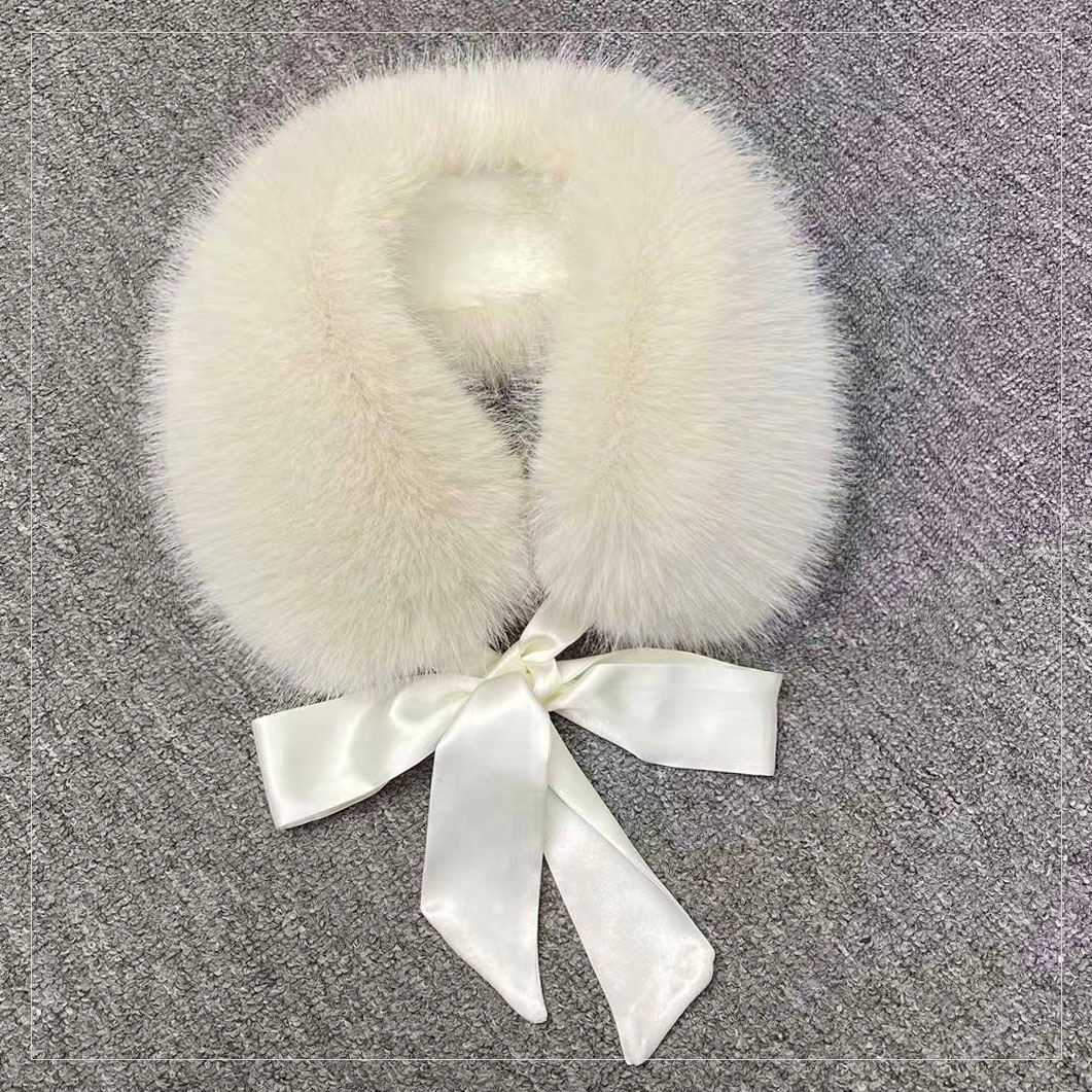Cross-Border New Imitation Fox Fur Plush Imitation Fur Scarf Scarf Ribbon Scarf Fur Collar Women's Solid Color Versatile