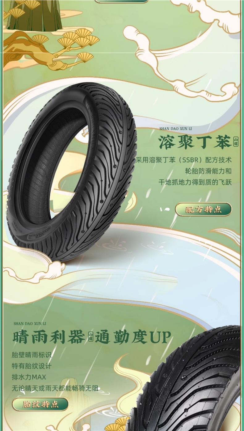 Gumande Semi-Hot Melt Electric Vehicle Motorcycle Tire 10inch 12inch Vacuum Anti-Slip Mountain Road Tour 2.5/3.0