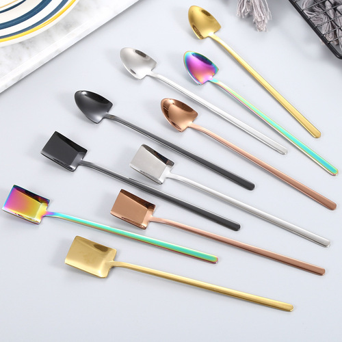 New 304 stainless steel long handle spoon, shovel, children's spoon, stirring spoon, watermelon spoon, ice spoon, dessert coffee spoon