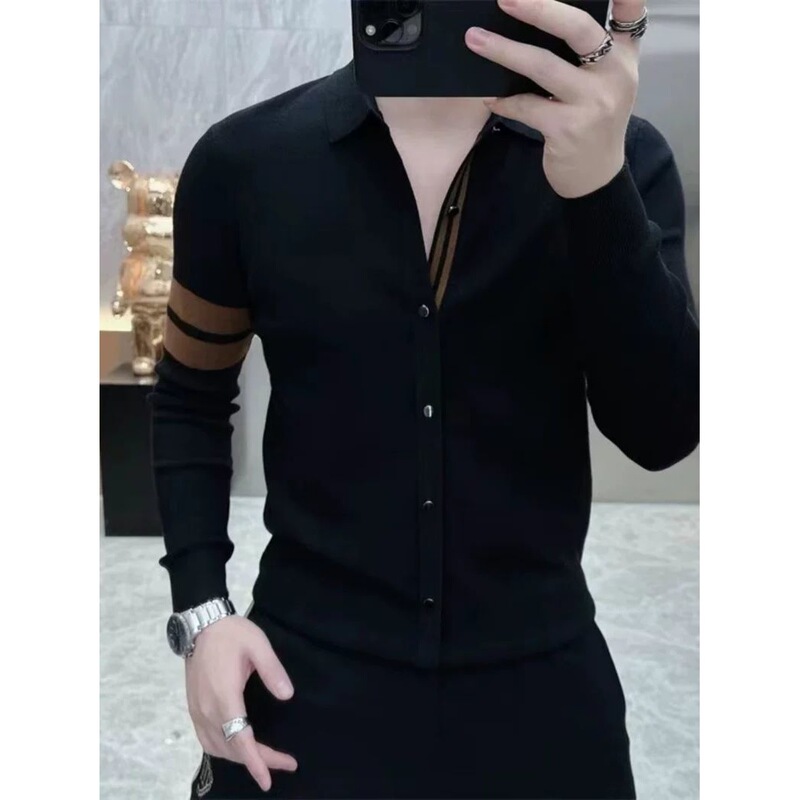 Autumn New Men's Clothing, New Cardigan, Casual and Stylish Sweater Jacket, Solid Color Outerwear, Thin Gray Knitwear Autumn New Men's Clothing, New Cardigan, Casual and Stylish Sweater Jacket, Solid Color Outerwear, Thin Gray Knitwear