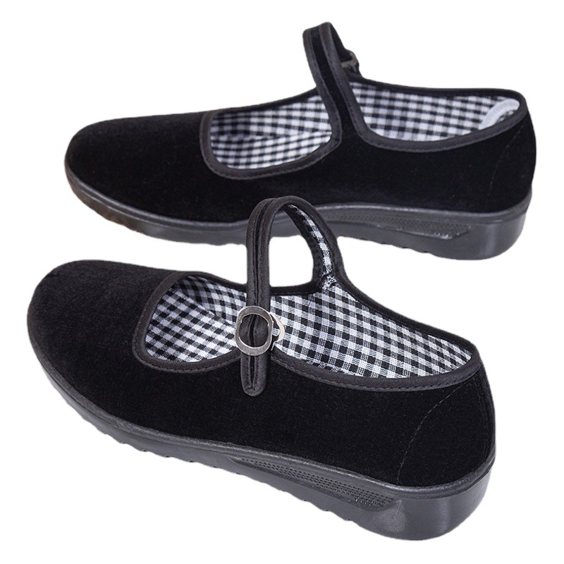 Old Beijing cloth shoes women's shoes hotel black work shoes non-slip casual mother shoes flat shoes stall supply wholesale