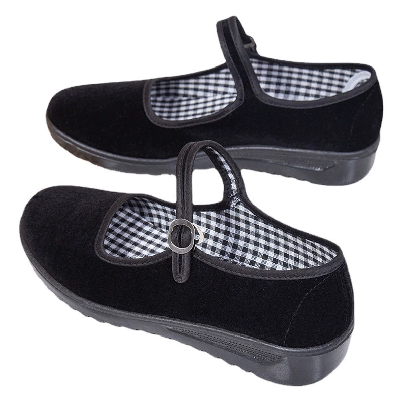 Тканевая обувь Old Beijing, женская обувь, черная рабочая обувь для отелей, нескользящая повседневная обувь для мам, обувь на плоской подошве, оптовая продажа