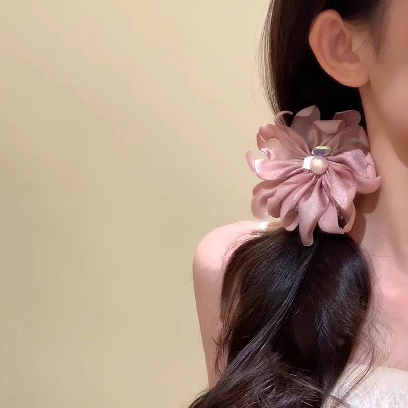 超仙花朵珍珠发圈甜美少女扎马尾头绳ins高颜值爆款拍照头饰发绳|undefined