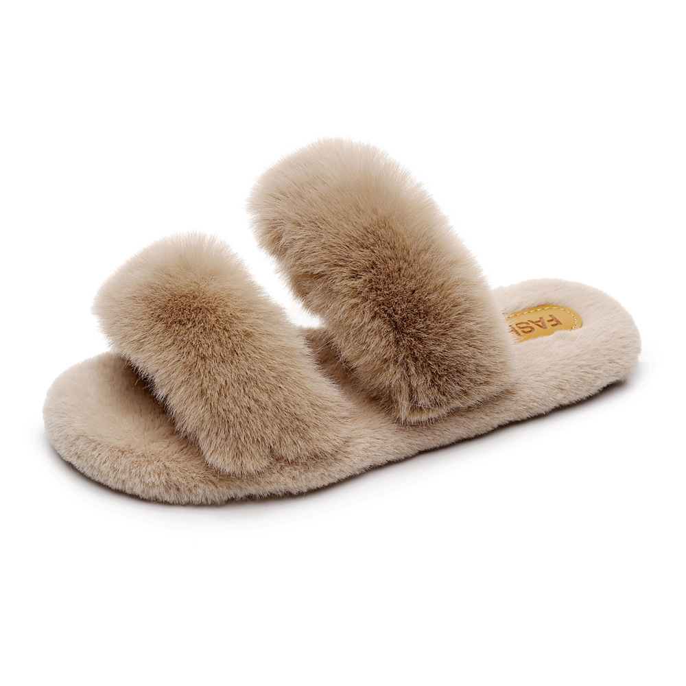 Zapatillas peludas cruzadas para mujeres 2023 otoño nuevo plano cálido zapatillas peludas cruzadas zapatillas perezosas para mujeres