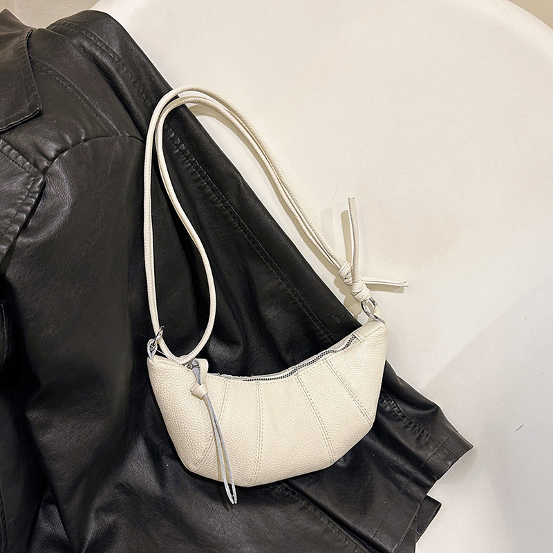 Cross-Border Croissant Bag For Women, Top Grain Cowhide Leather, Niche Versatile Underarm Dumpling Bag, Genuine Leather Neck-Hanging Single Shoulder Crossbody Bag - Thumbnail 6
