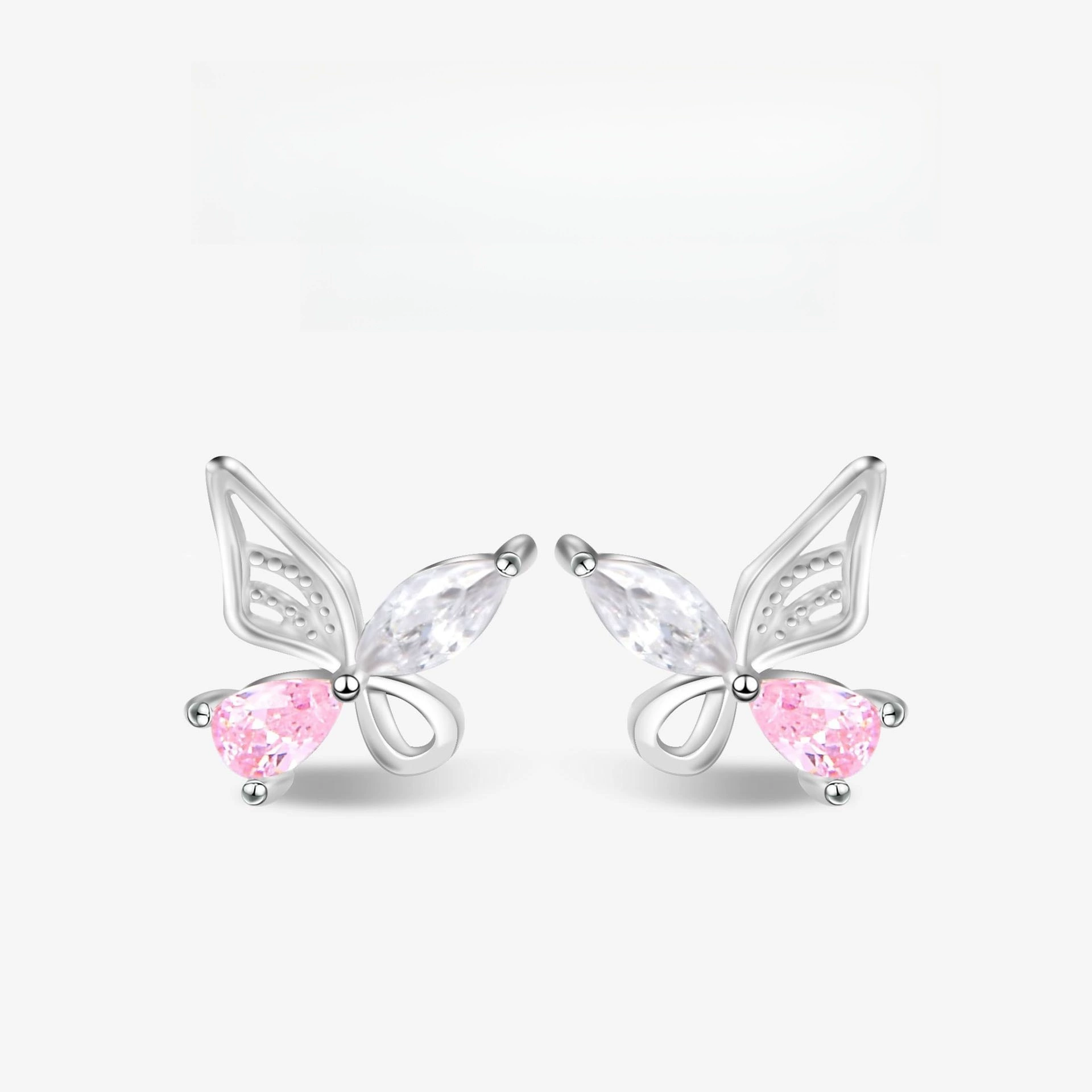 Small cute fuchsia elegant earrings with butterfly, fresh constructor