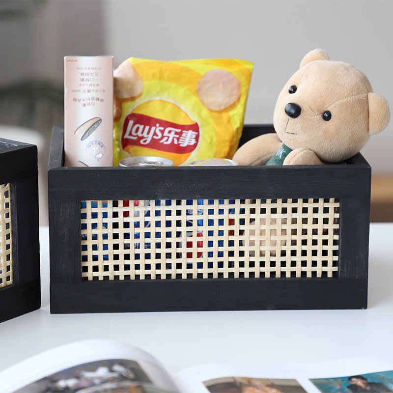 Cesta de almacenamiento de madera sólida de escritorio plegable de madera vintage transfronteriza personalizada caja de almacenamiento de libros