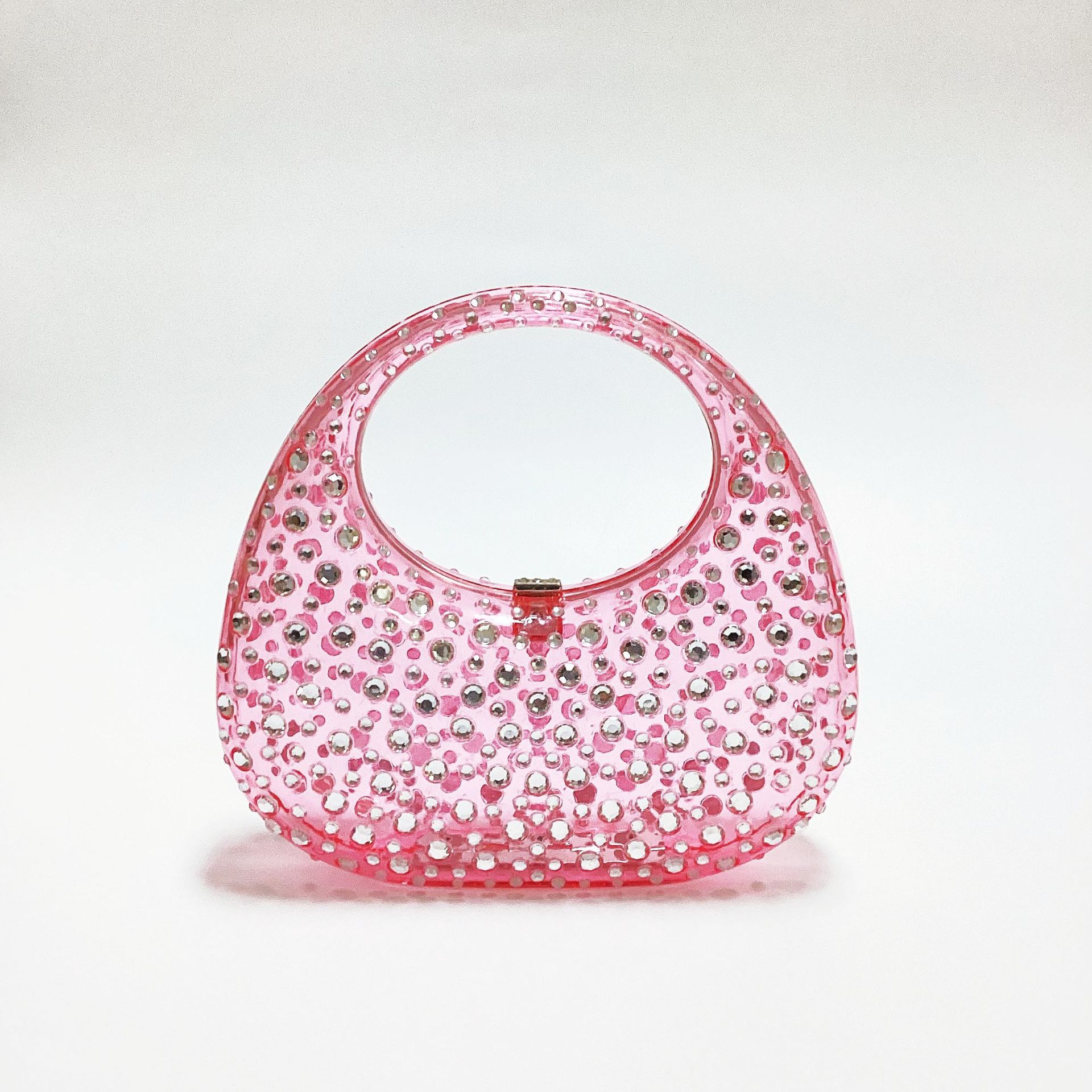 Top Handle Strap Type Underarm Bag Bags Type Women's Small Acrylic Solid Color Elegant Round Lock Clasp Underarm Bag
