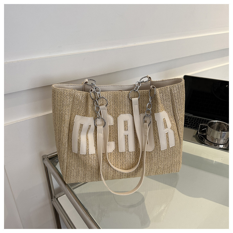 Large capacity fashion tote bag 2025 new style this year's popular woven single-shoulder bag underarm letter handbag wholesale Item Picture