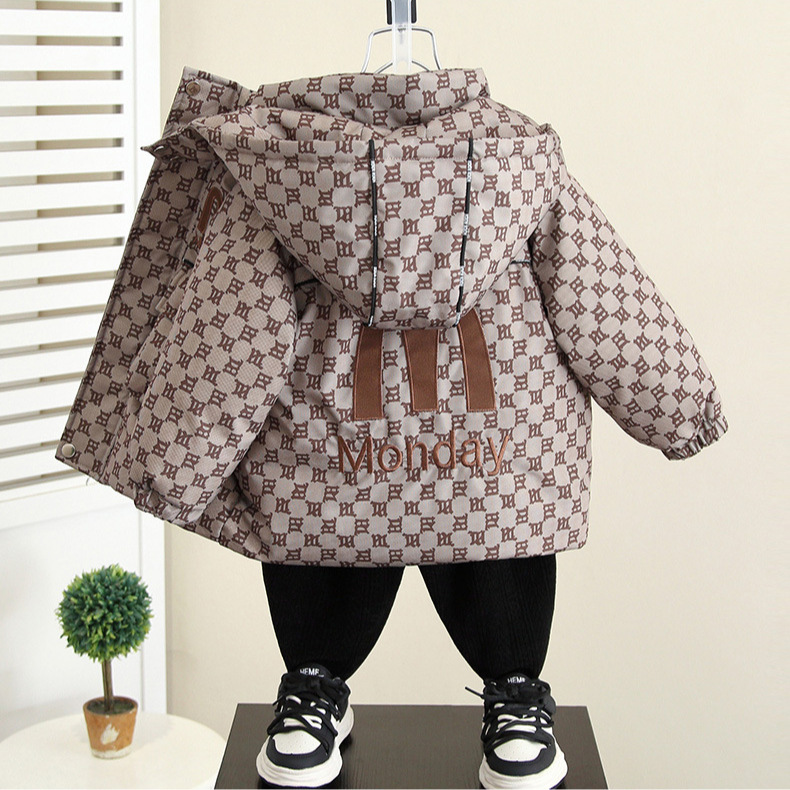 6964 chaqueta gruesa para niños ropa de invierno 2025 nueva chaqueta de plumón de pato blanco chaqueta acolchada de algodón de longitud media para niños