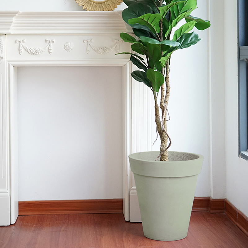 Floor Oversized Cement Flower Pot Simple Imitation Castle Peak Pot Concrete Painted Living Room Balcony Large Plant Tree Pot