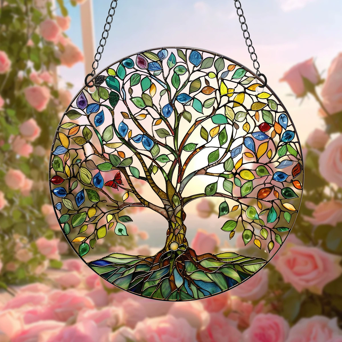 Новое трансграничное дерево жизни, прозрачная акриловая круглая бирка, украшение для дома, подвеска для спальни, гостиной, подоконник