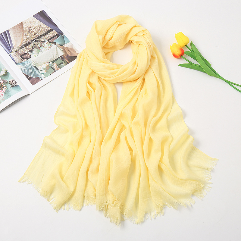 Women's Fashion Solid Color Cotton Tassel Cotton Linen Scarves display picture 15