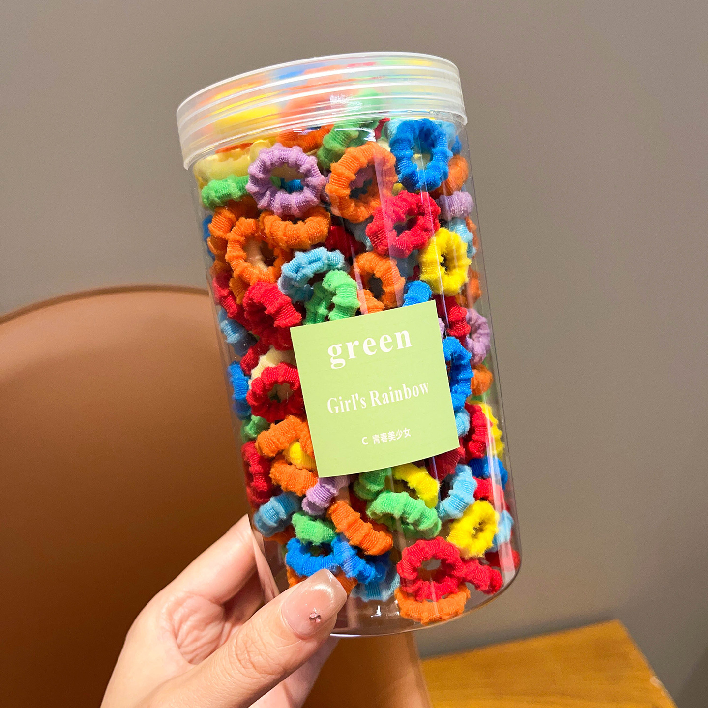 [Venta en caliente transfronteriza] 200 cuerda de cabello infantil enlatada 2025 nuevo anillo de cabello de cabello elástico no daña joyas para el cabello