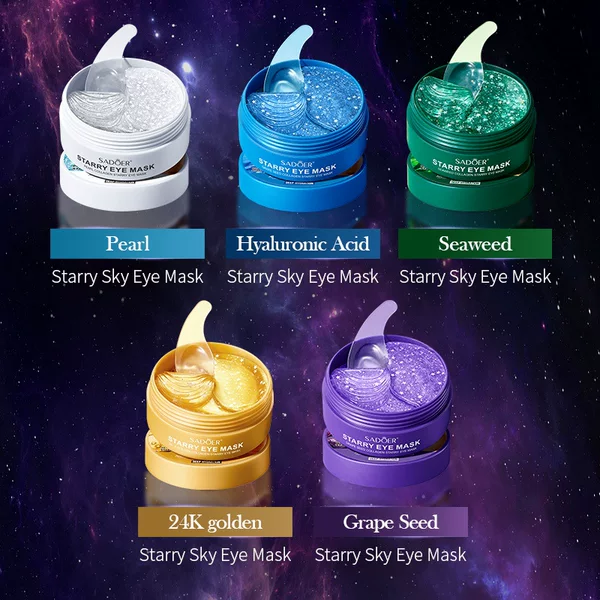 Full English Eye Mask Sadoer Grape Seed Collagen Starry Sky Eye Mask Hydrating and Moisturizing Cross-Border Export Wholesale