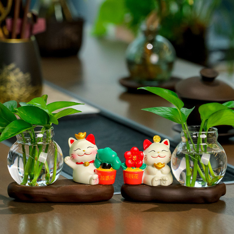 Creative Lucid Cat Transparent Glass Vase Hydroponic Green Flower Plant Dried Flower Vase Living Room Decorative Ornaments Creative Lucid Cat Transparent Glass Vase Hydroponic Green Flower Plant Dried Flower Vase Living Room Decorative Ornaments