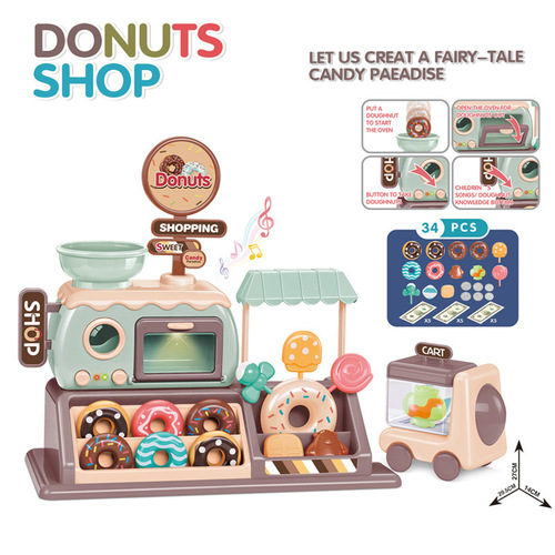Children's candy ice cream sale donut shop supermarket boys and girls oven kitchen dining car toys play house