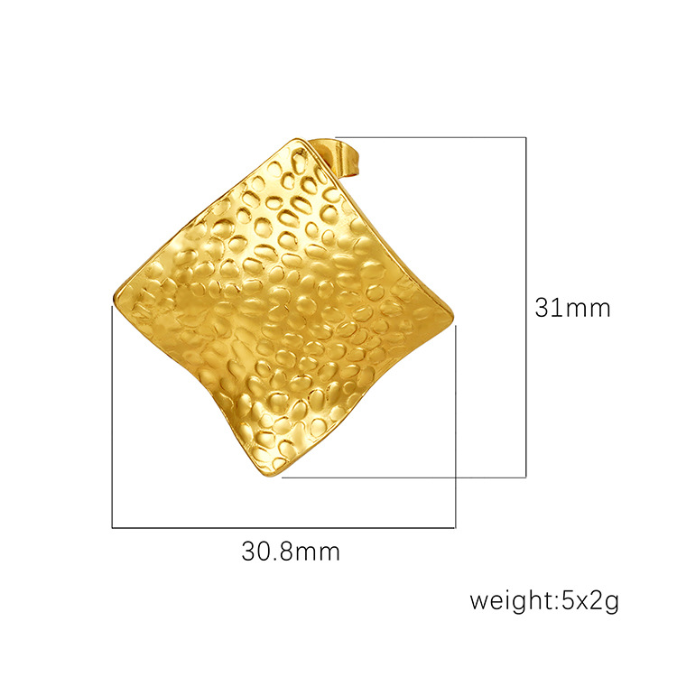 Europa y América tendencia simple tetragonal pendientes de acero de titanio irregular 18K oro pernos de acero inoxidable personalidad textura pendientes