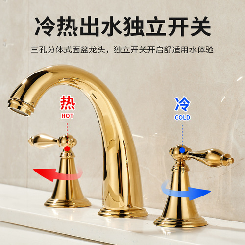 Full copper bathroom basin faucet with cold and hot two-in-one for home use, European white retro style countertop washbasin sink faucet